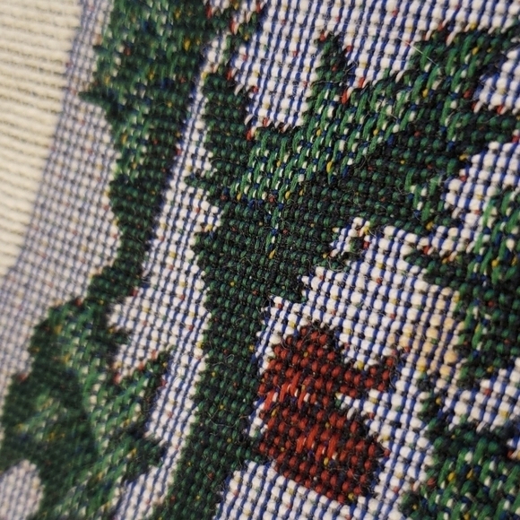 set of 4 Placemats Christmas and runner Tapestry Circle winter house framed - Picture 11 of 13